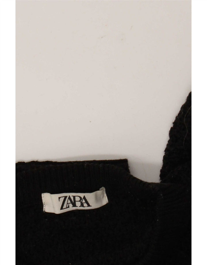 Zara Suéter Corto con Cuello Redondo para Mujer UK 40 Mediano Negro