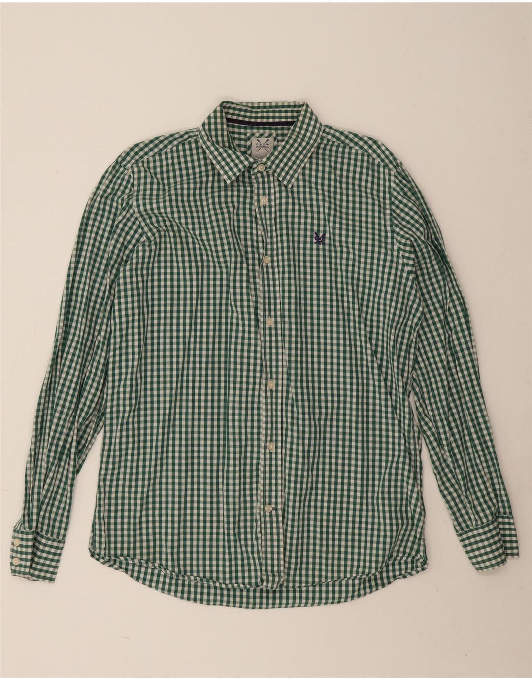 Crew Clothing Camisa para hombre Algodón a cuadros verde grande