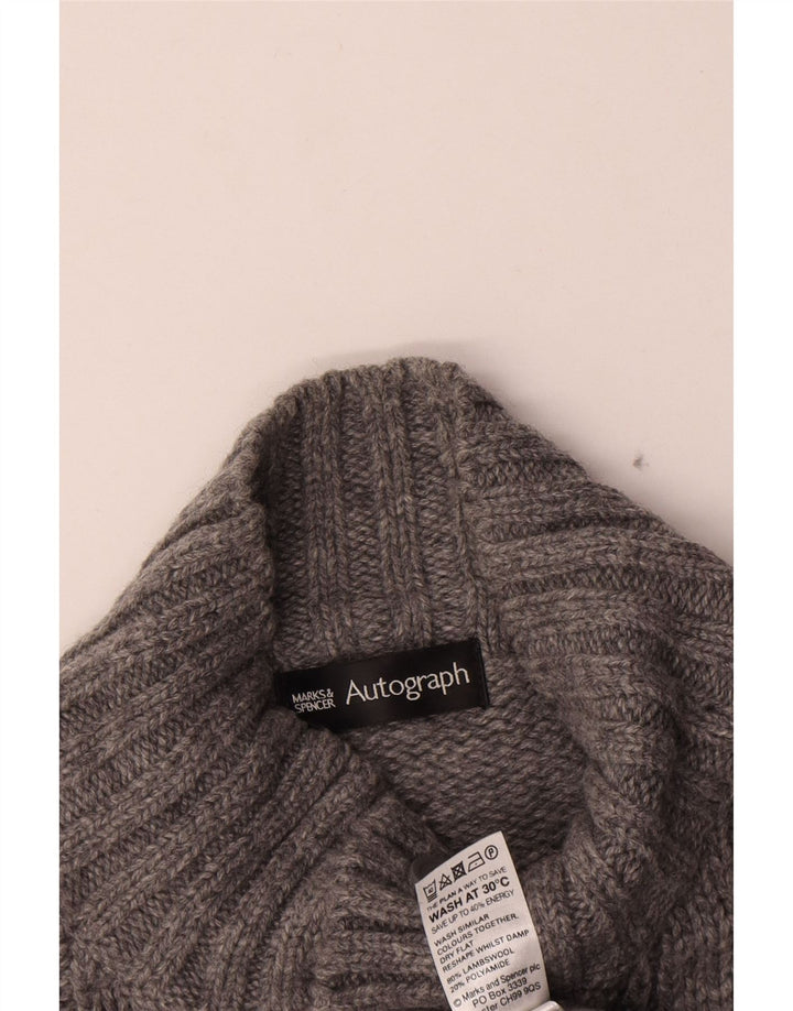 Marks & Spencer Suéter tipo jersey con cuello y botones autógrafos para hombre, talla grande, gris
