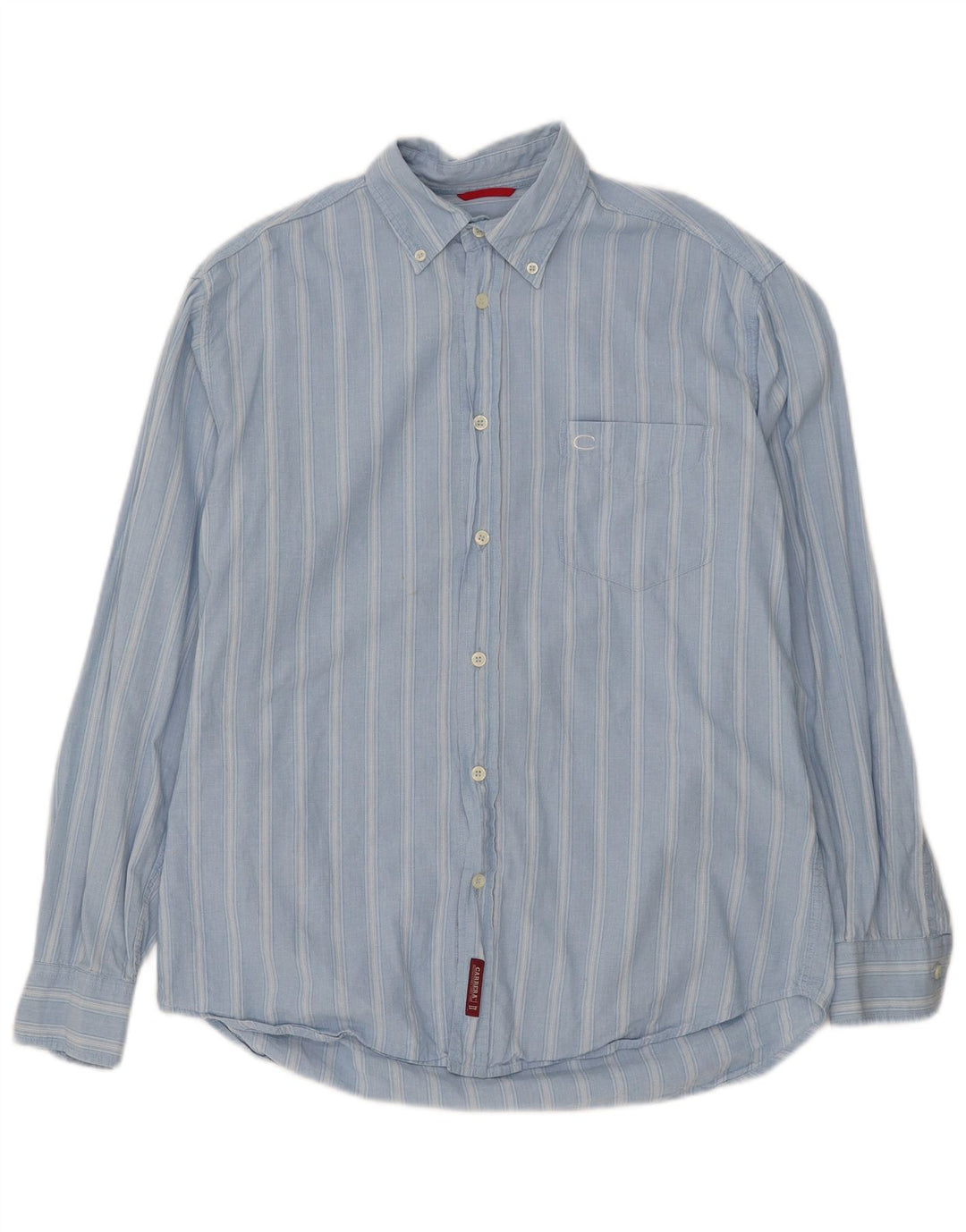 CARRERA Mens Shirt Medium Blue Striped Cotton