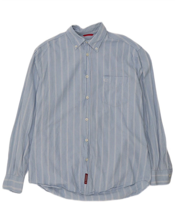 CARRERA Mens Shirt Medium Blue Striped Cotton