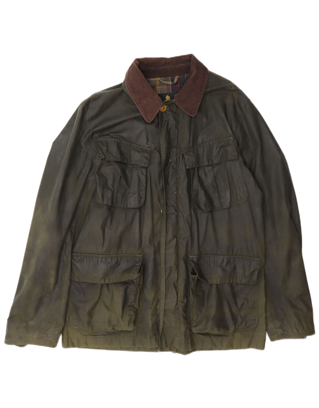 Barbour Chaqueta de algodón encerado para hombre Reino Unido 40 Grande Caqui Colorblock