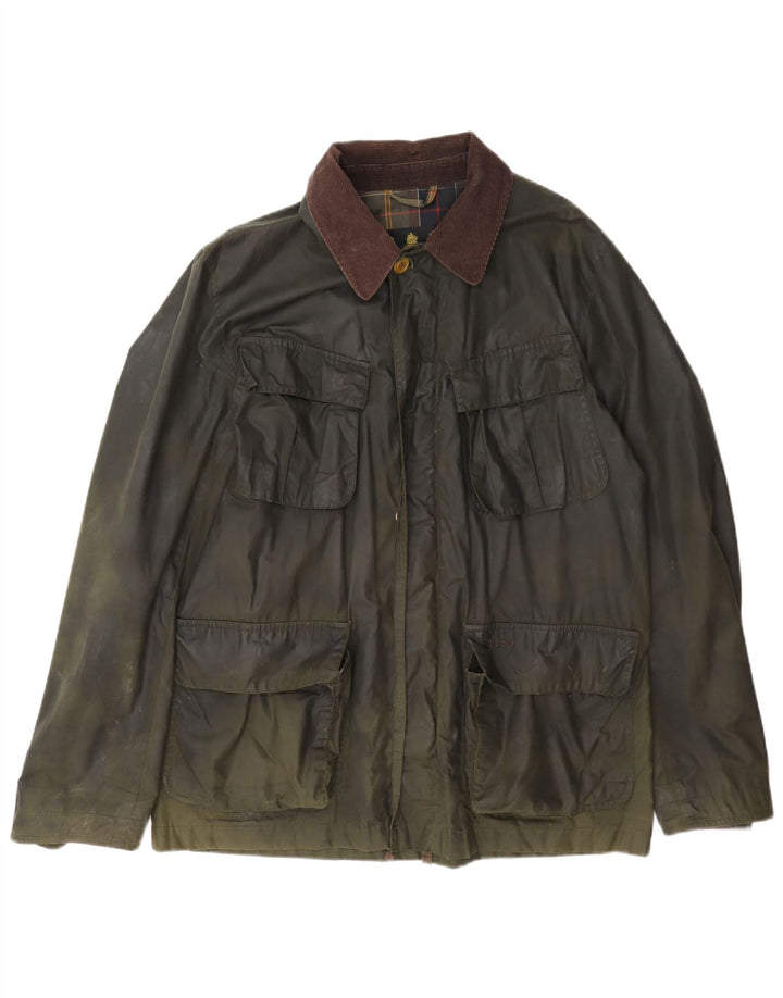 Barbour Chaqueta de algodón encerado para hombre Reino Unido 40 Grande Caqui Colorblock