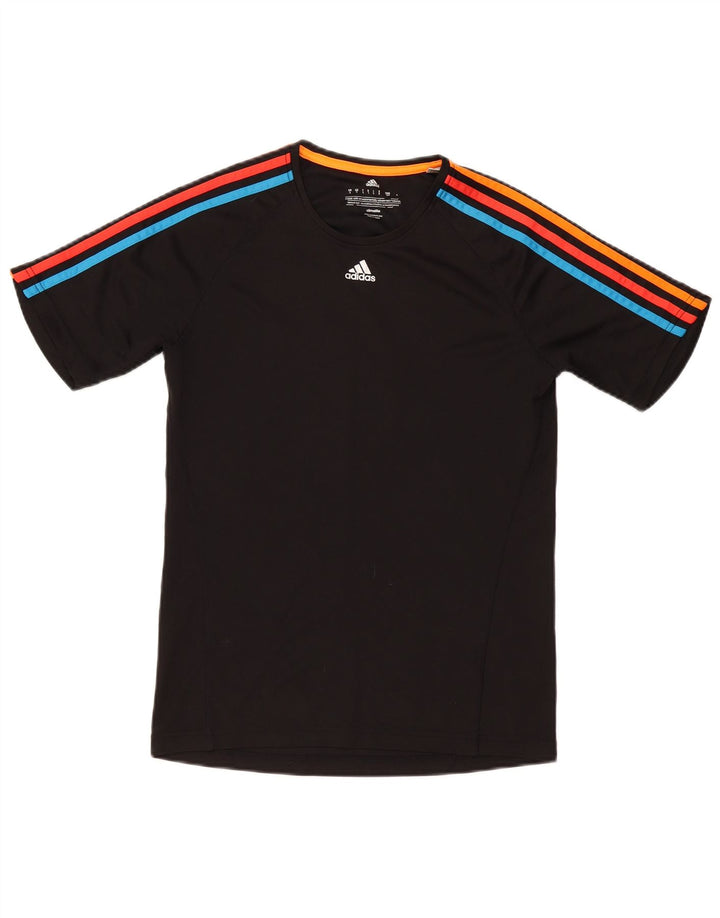 Adidas Hombre Climalite Camiseta Top Pequeño Negro Colorblock Poliéster