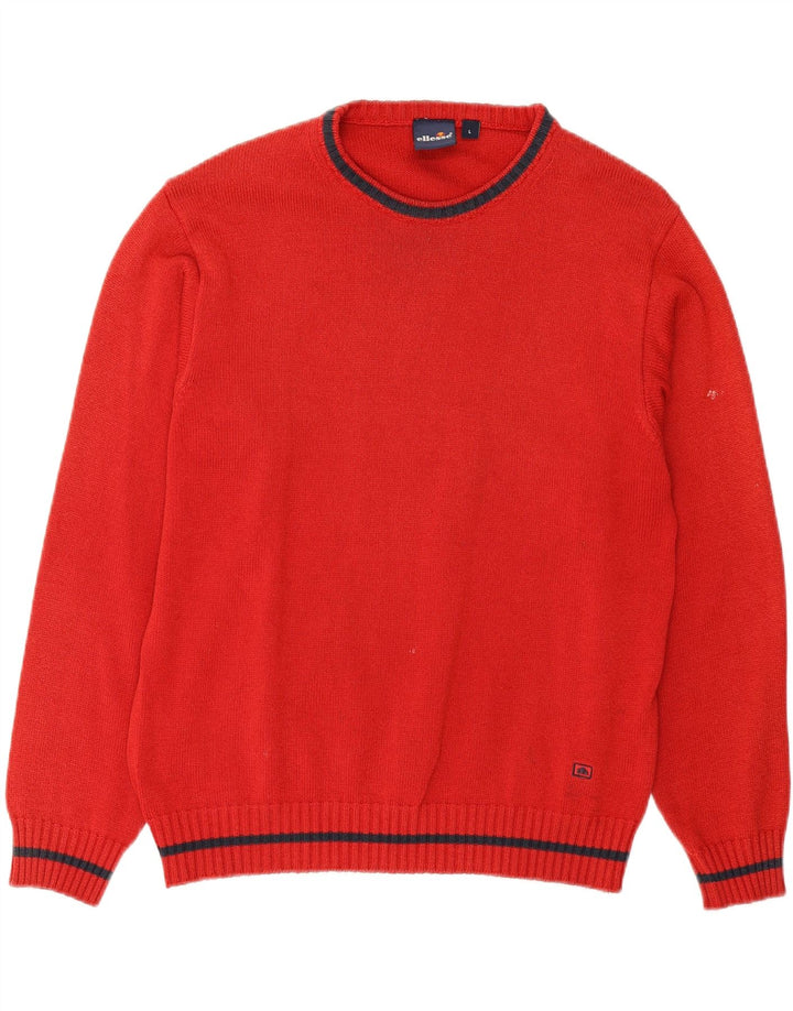 ELLESSE Mens Crew Neck Jumper Sweater Large Red Cotton Vintage Ellesse and Second-Hand Ellesse from Messina Hembry 