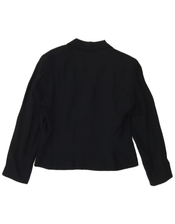 MARELLA Chaqueta tipo blazer de 4 botones para mujer UK 46 Grande Viscosa azul marino