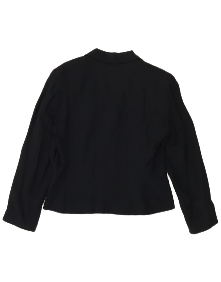 MARELLA Chaqueta tipo blazer de 4 botones para mujer UK 46 Grande Viscosa azul marino