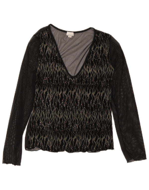 Yamamay Top transparente de manga larga para mujer UK 42 Medium Black Stripes