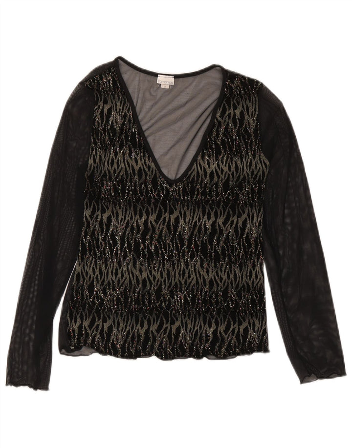 Yamamay Top transparente de manga larga para mujer UK 42 Medium Black Stripes
