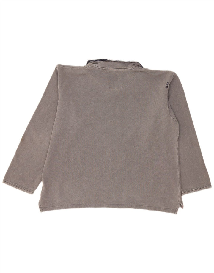 Sudadera con capucha y cuello con cremallera para hombre de Fat Face, jersey grande de algodón gris