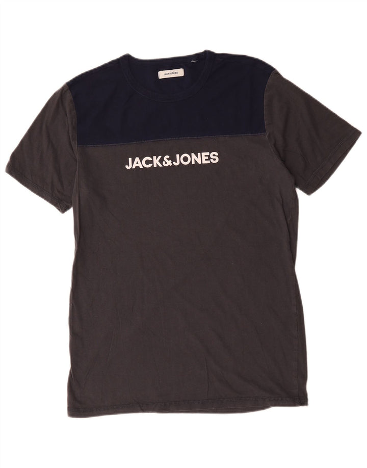 Jack & Jones Hombre Camiseta Gráfica Top Gris Medio Colorblock