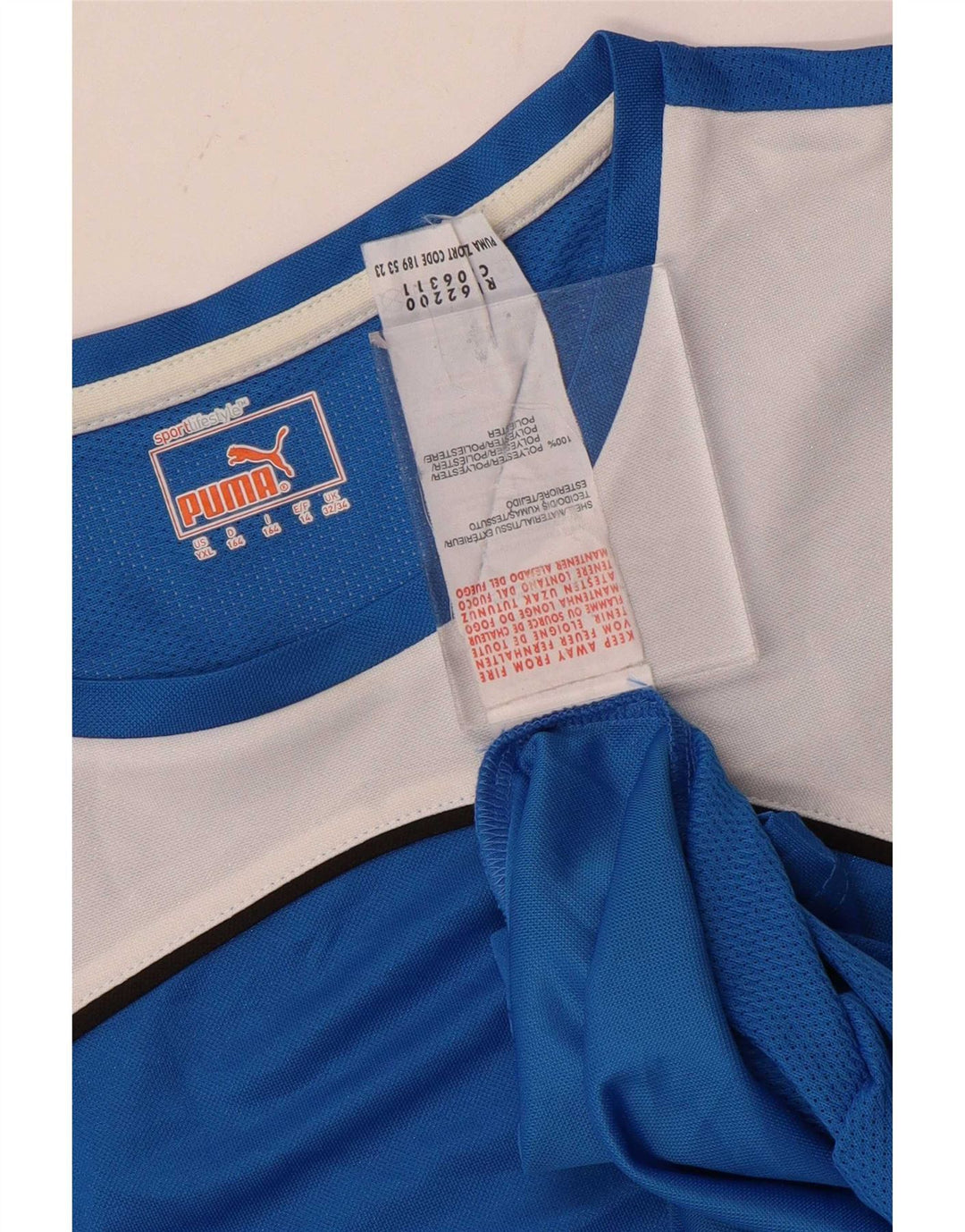Puma Camiseta para niño Top 13-14 años Azul Colorblock Poliéster