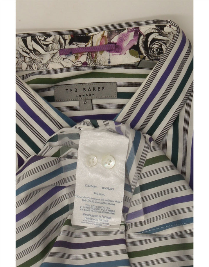 TED BAKER Camisa formal para hombre talla 5 grande algodón a rayas azules