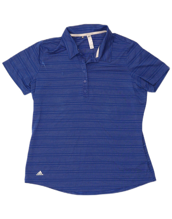 Adidas Mujer Polo Manga Corta Grande Azul Rayas Poliéster