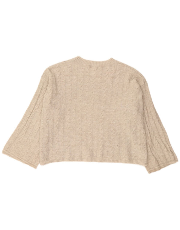 Zara Mujer Suéter De Cuello Redondo De Gran Tamaño UK 10 Small Beige