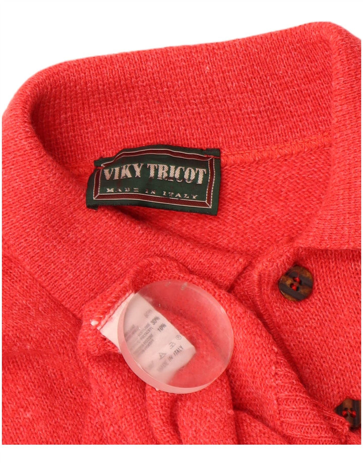 Viky Tricot Jersey de cuello tipo polo para hombre de lana roja mediana
