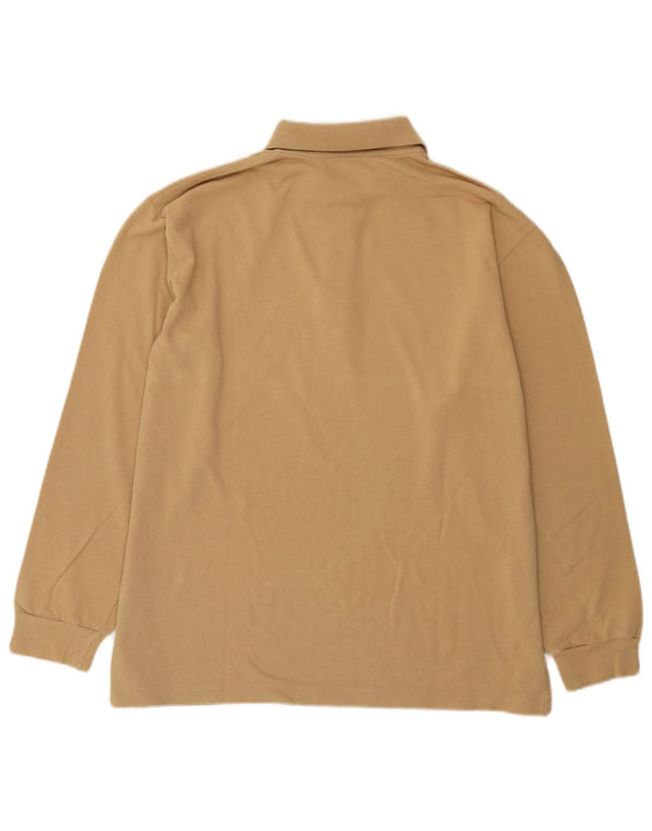 Avirex Polo de manga larga para hombre, tamaño grande, algodón beige