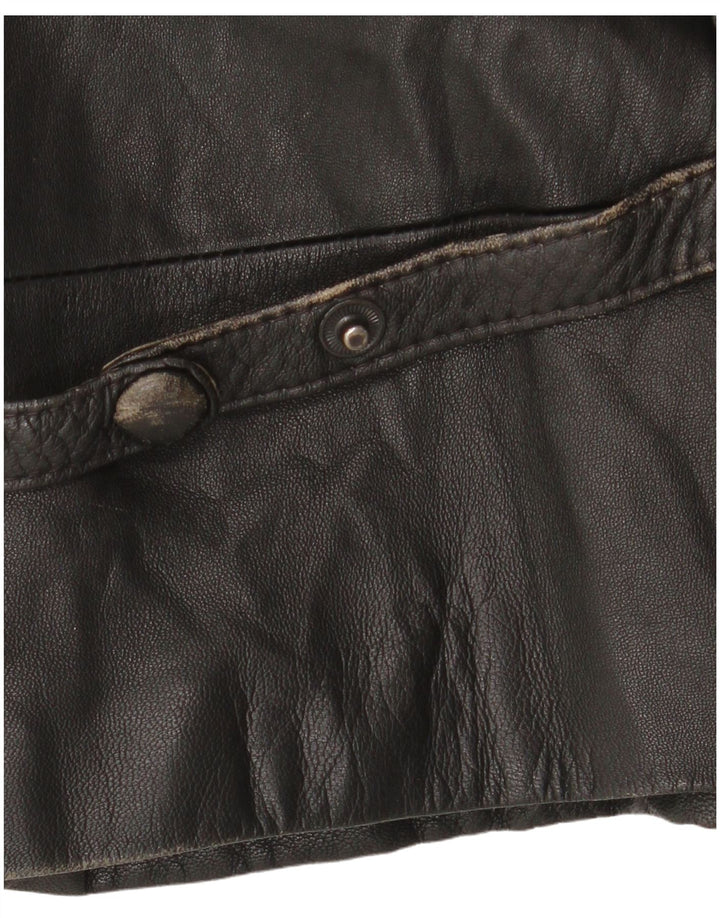 Vintage mujer chaqueta de cuero de gran tamaño EU 46 XL cuero negro