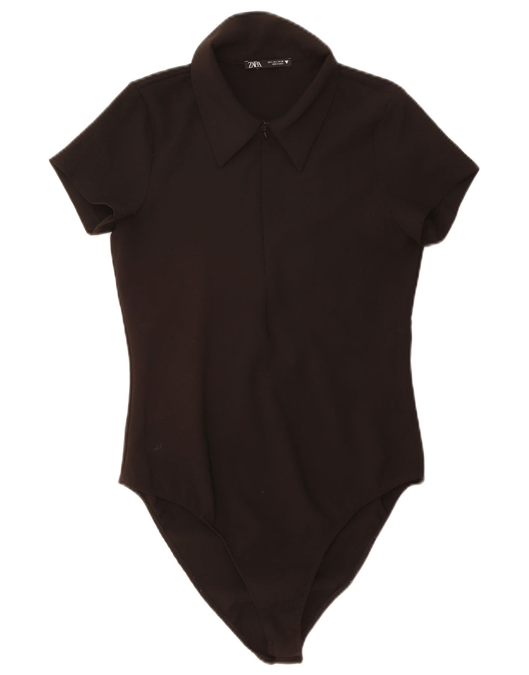 Zara Body con cuello polo para mujer UK 44 Grande Poliéster negro