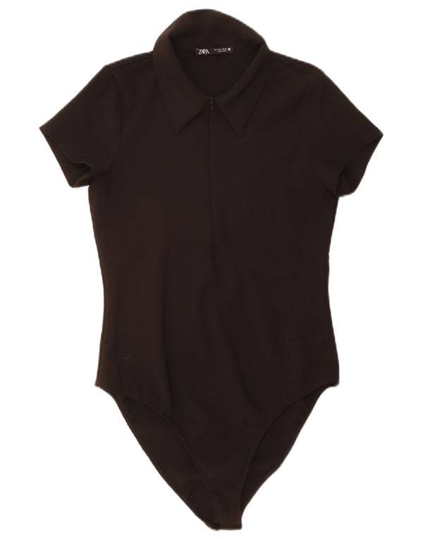 Zara Body con cuello polo para mujer UK 44 Grande Poliéster negro