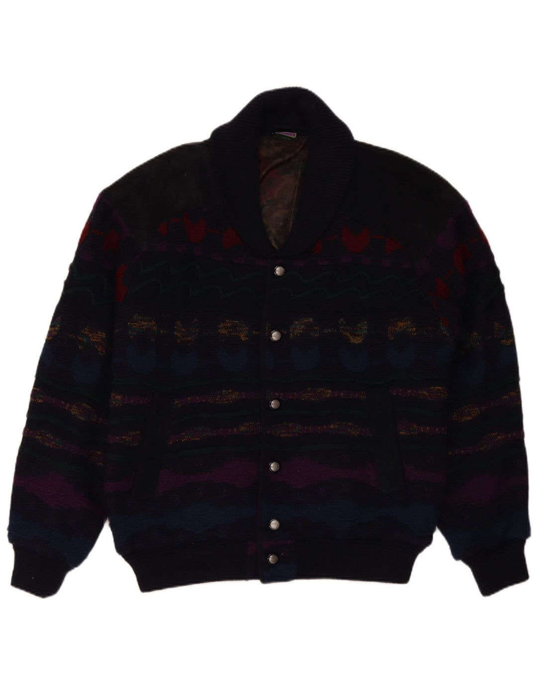 C&A Suéter tipo cárdigan para hombre IT 48/50 Acrílico a rayas azul marino mediano