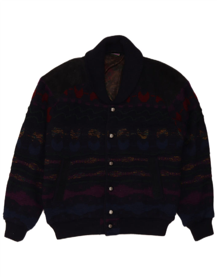 C&A Suéter tipo cárdigan para hombre IT 48/50 Acrílico a rayas azul marino mediano