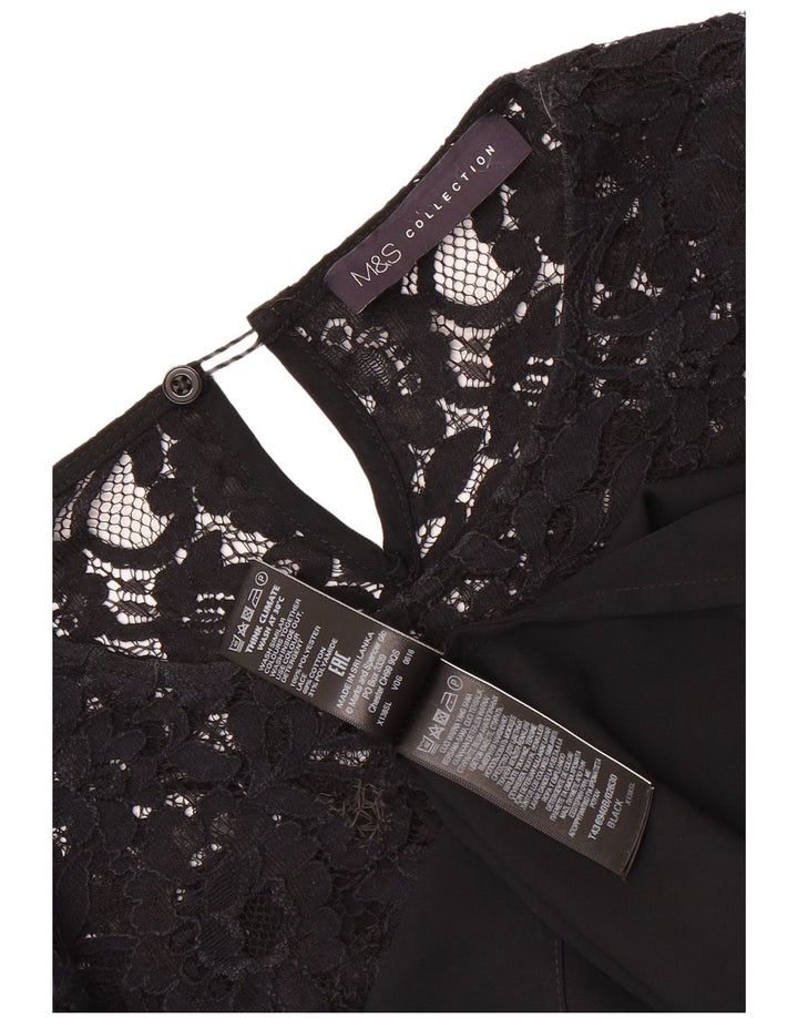 Marks & Spencer Blusa extragrande de manga larga para mujer UK 46 Grande Negro