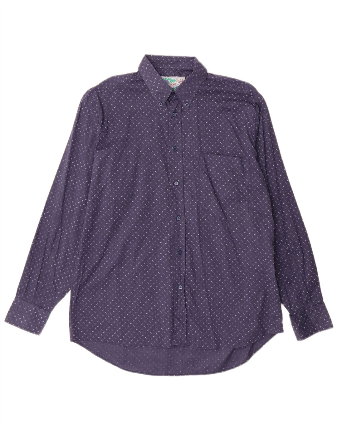 Camisa vintage para hombre de algodón floral azul marino medio