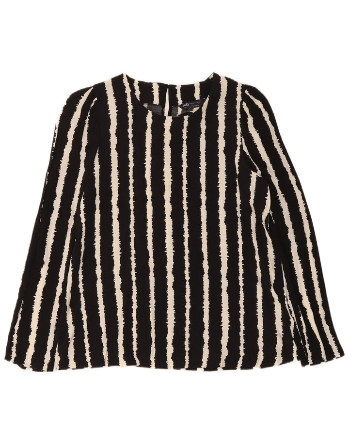 Marks & Spencer Blusa de manga larga para mujer UK 40 Small Black Stripes