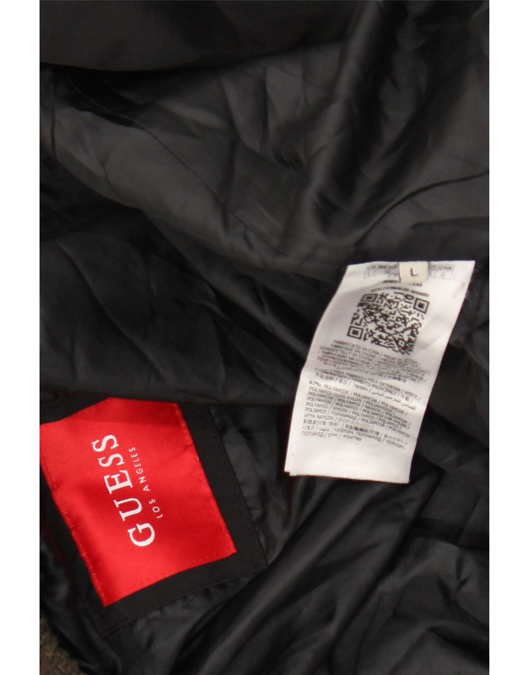 Guess Chaqueta acolchada con capucha para hombre UK 40 Large Poliamida negra