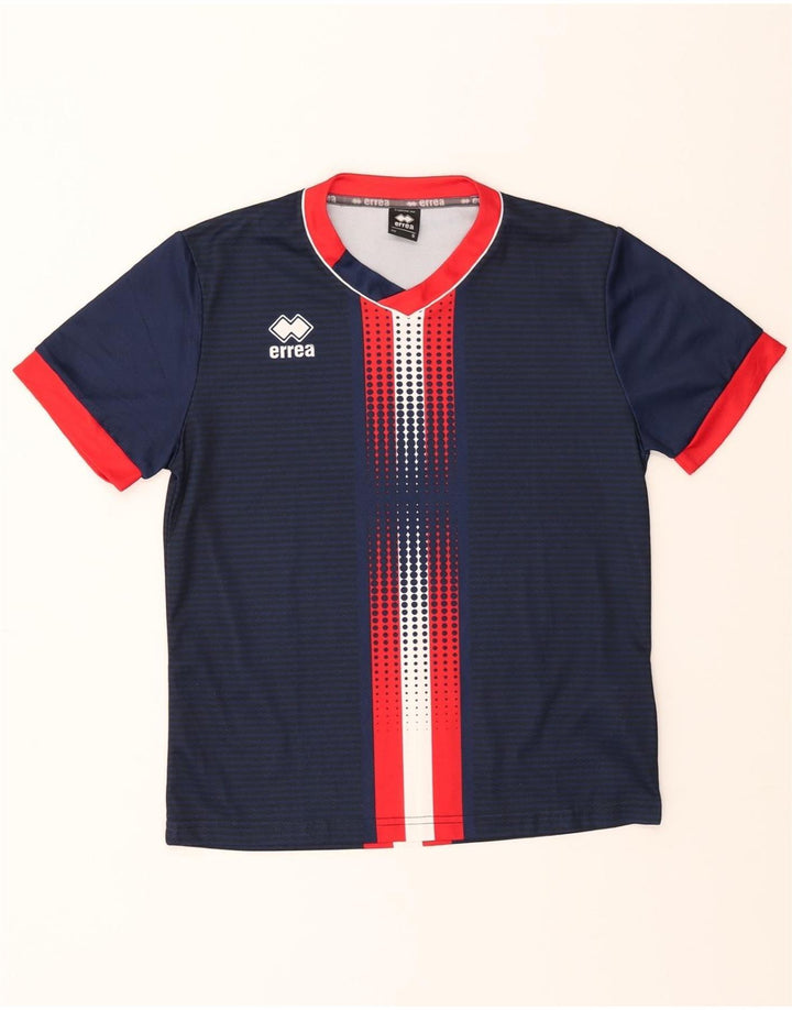 ERREA Mens T-Shirt Top Small Navy Blue Spotted Polyester Vintage Errea and Second-Hand Errea from Messina Hembry 