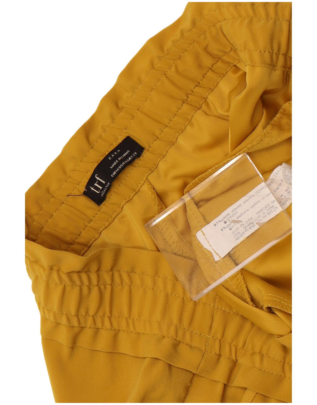 Zara Mujer Pantalón Cropped Tapered Mediano W28 L25 Poliéster Amarillo