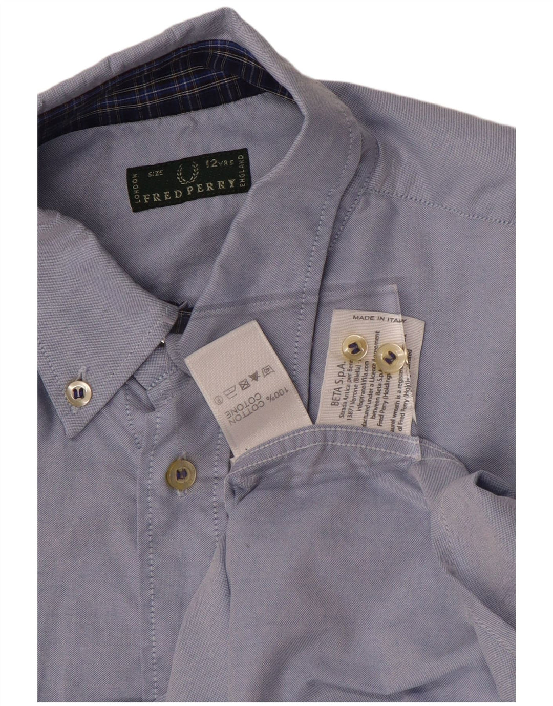 FRED PERRY Boys Shirt 11-12 Years Blue Cotton