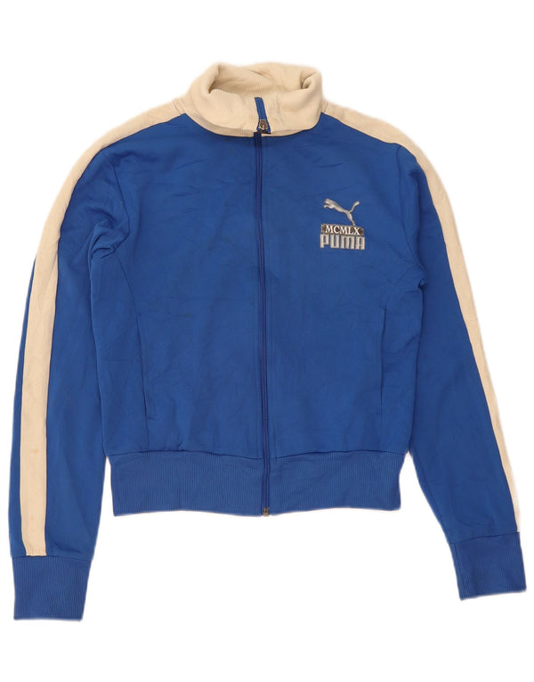 Puma Mujer Graphic Crop Chándal Top Chaqueta UK 10 Small Azul Colorblock