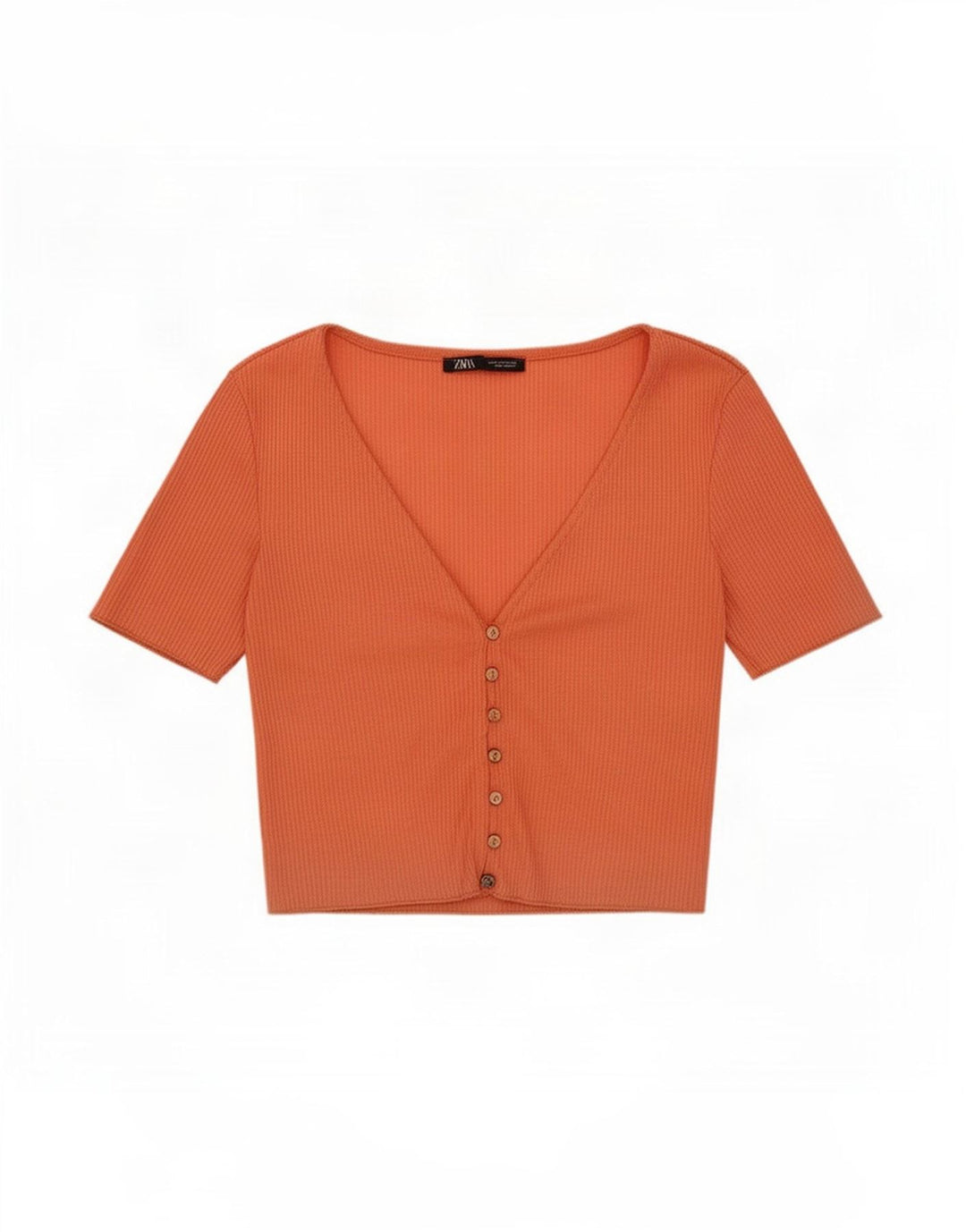 Zara Mujer Crop Top De Manga Corta UK 42 Rosa Mediano