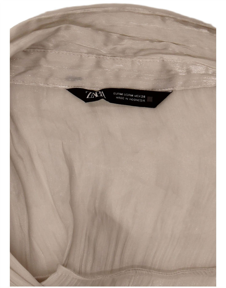 Zara Blusa camisera transparente de gran tamaño para mujer UK 44 Medium White