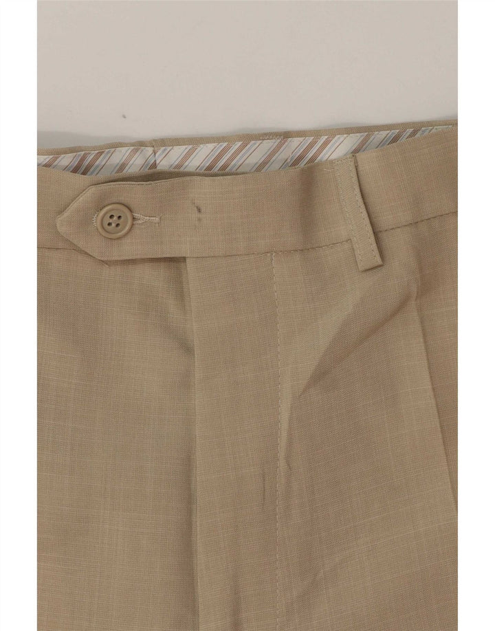 Marks & Spencer Pantalón de traje recto para hombre W34 L28 Poliéster beige