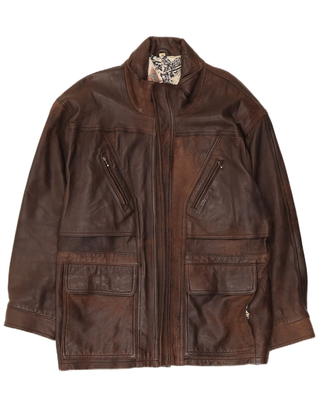 VINTAGE Abrigo de cuero para hombre EU 50 Cuero marrón grande