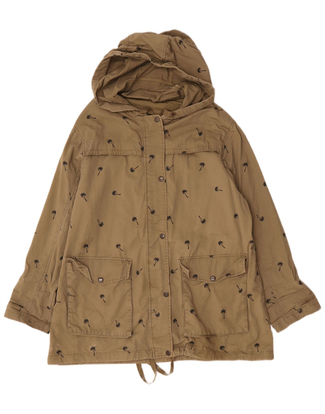 Topshop Chaqueta utilitaria de gran tamaño con estampado abstracto para mujer, talla 10, color caqui