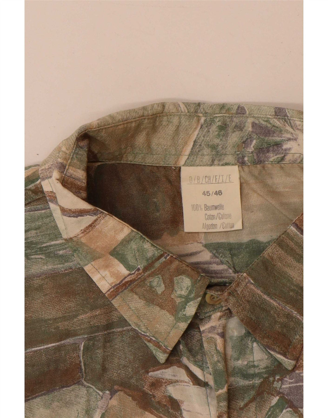 Vintage hombres patrón abstracto camisa de manga corta Reino Unido 45/46 XL multicolor