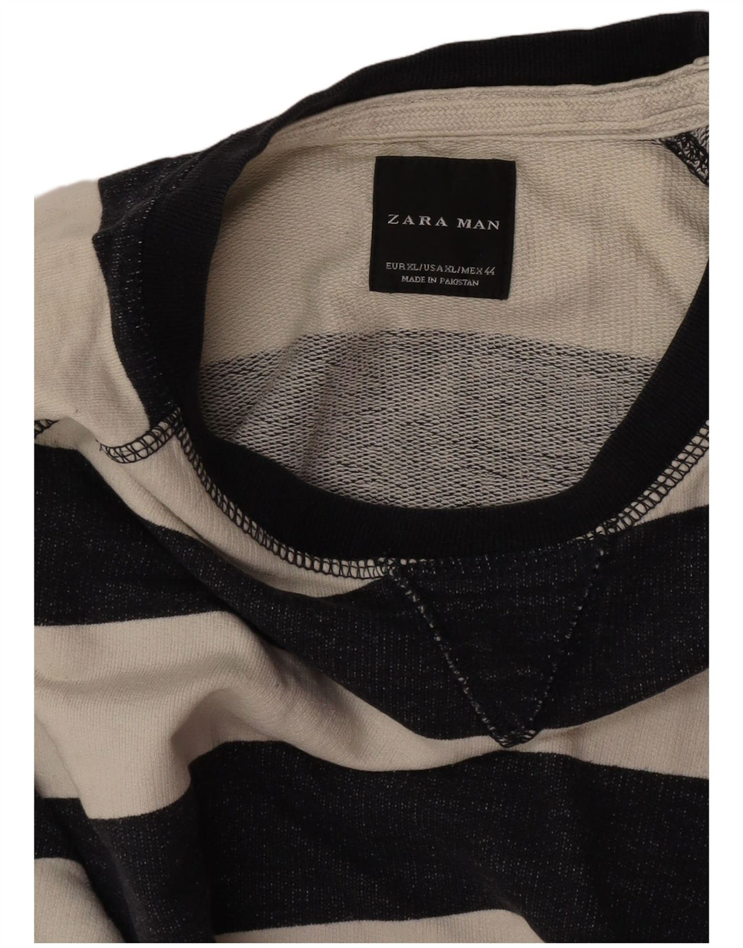 Zara Hombre Sudadera Jumper XL Algodón Rayas Blanco Roto