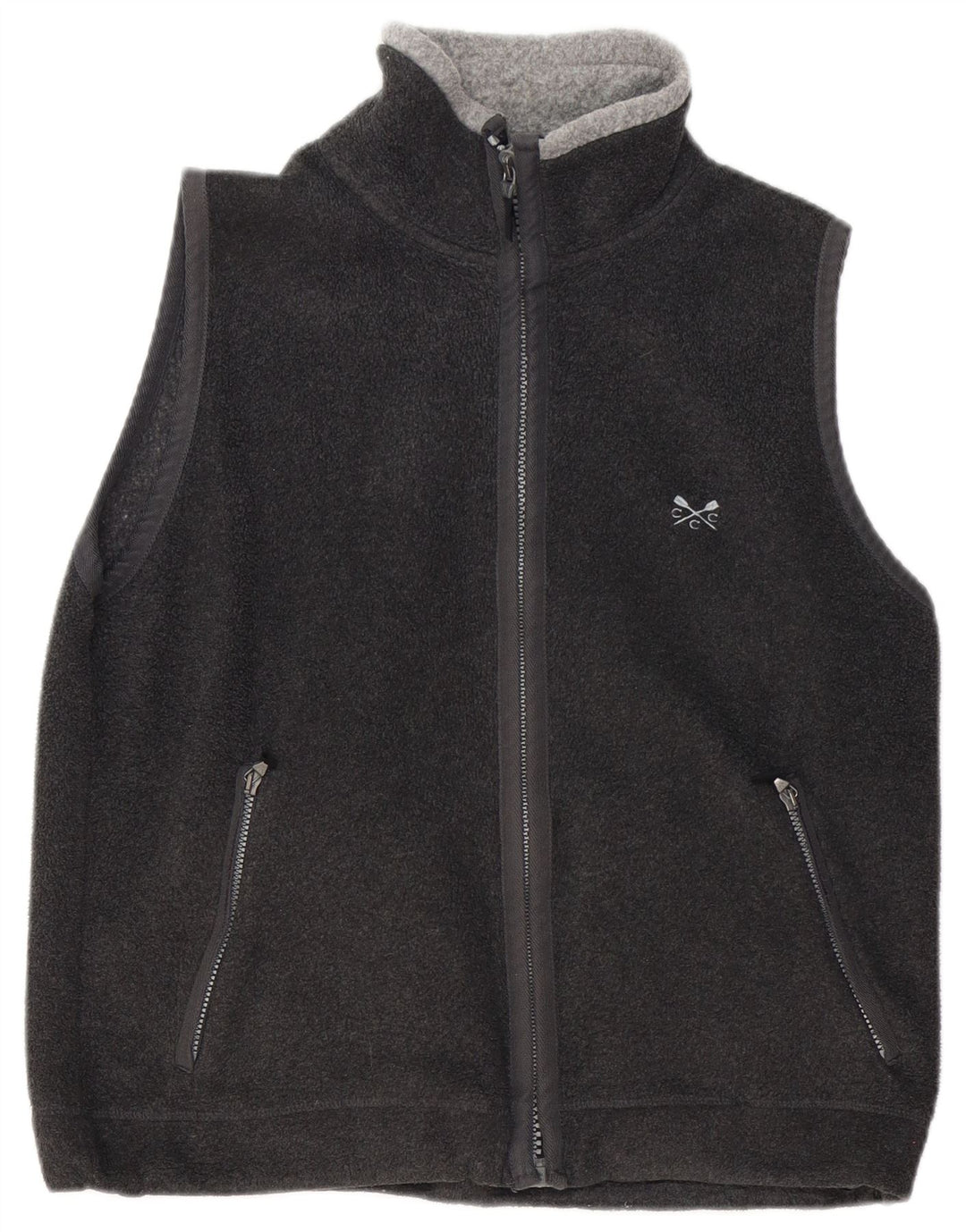 CREW CLOTHING Chaleco polar para hombre UK 36 Pequeño Gris Poliéster