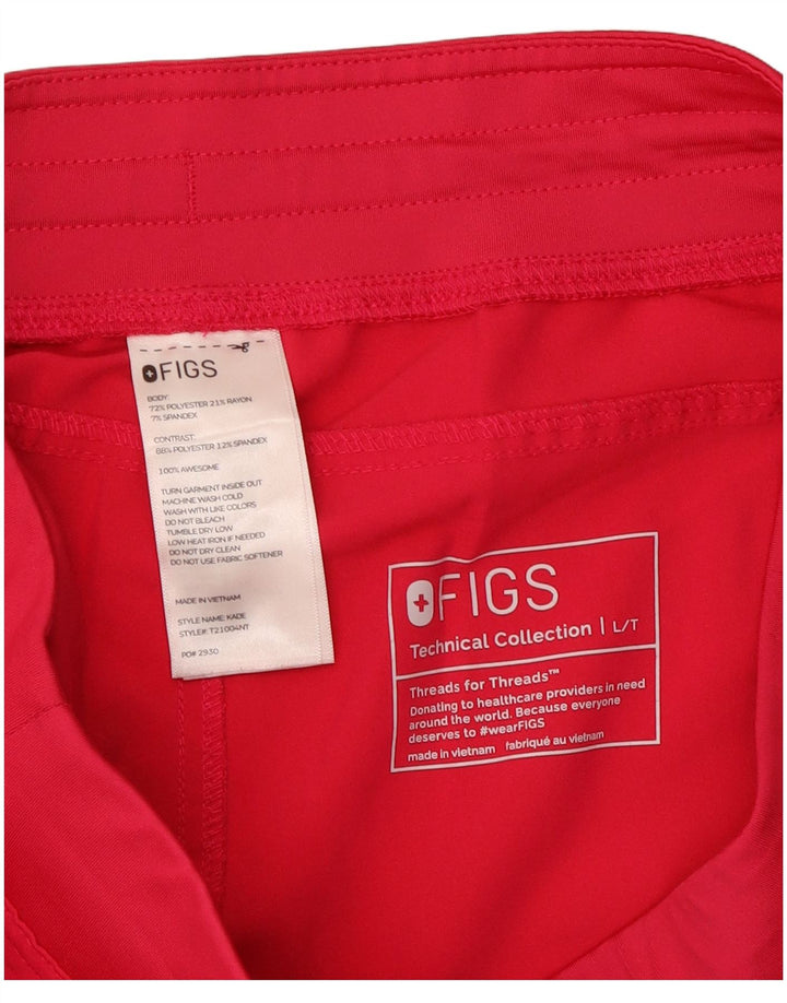 Pantalones cargo rectos para mujer Figs Large W32 L32 Poliéster rosa