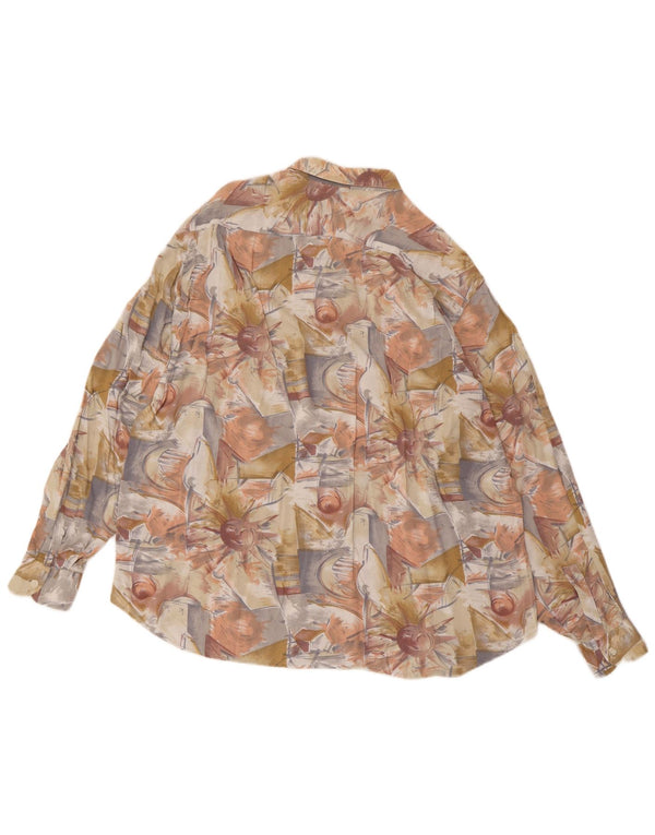 VINTAGE Camisa de patrón abstracto para hombre grande multicolor