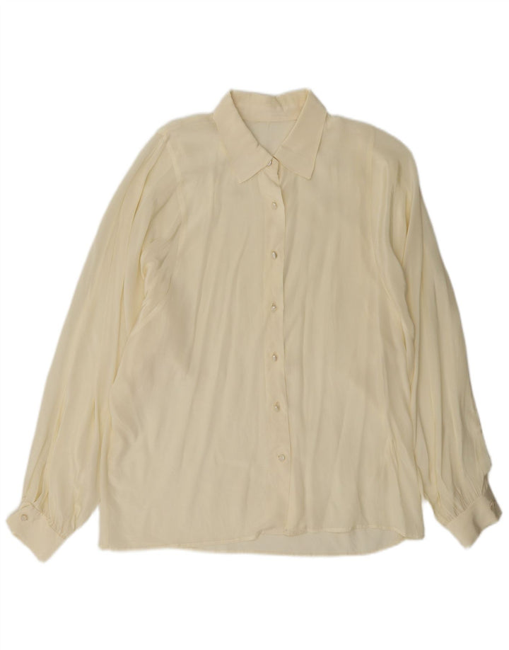 Vintage mujer camisa blusa Reino Unido 16 grande de blanco