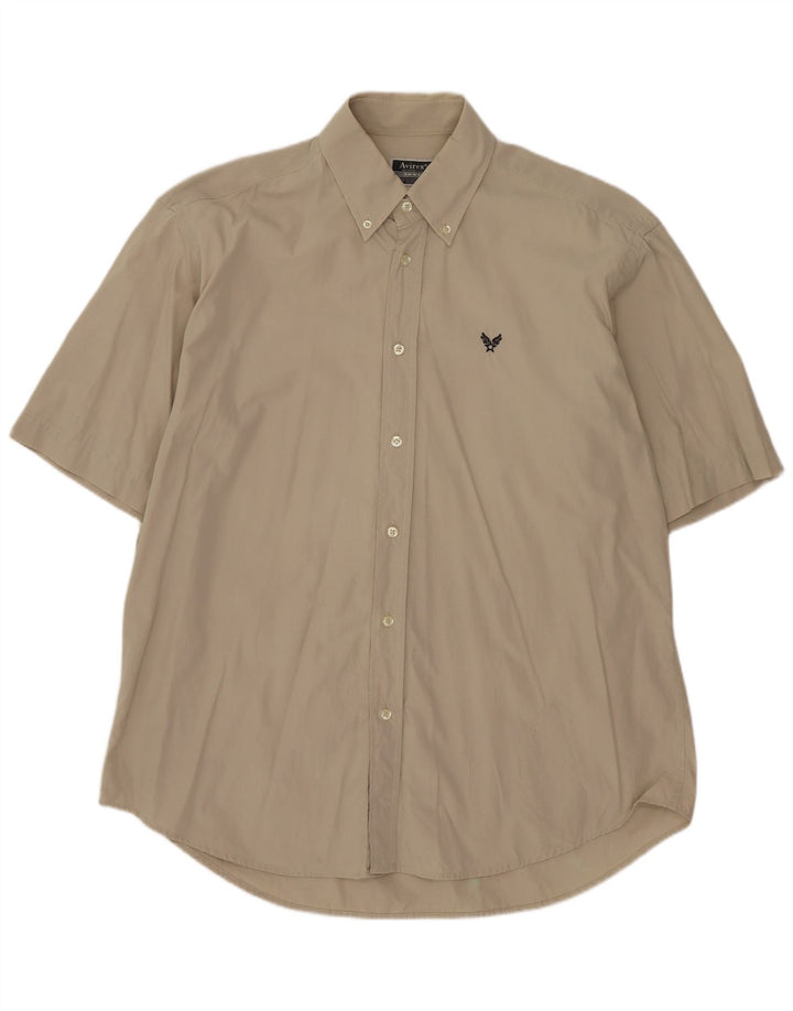 Avirex - Camisa de manga corta para hombre, talla grande, color beige