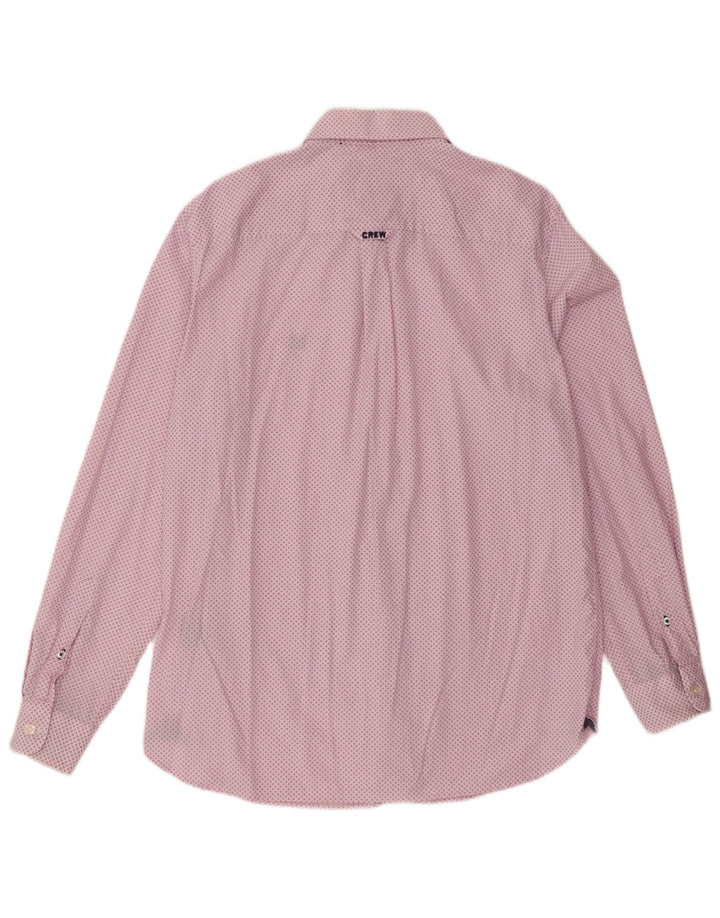 Crew Clothing Camisa de corte clásico para hombre de algodón con manchas rosa medio