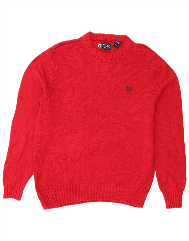 Chaps - Jersey de cuello redondo para hombre, talla grande, algodón rojo