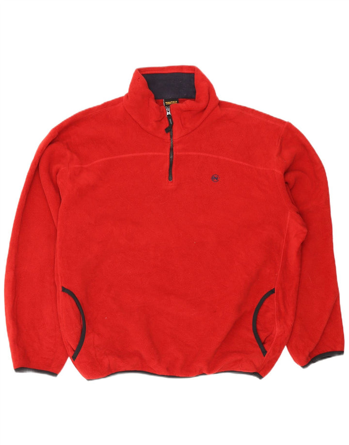 Nautica Jersey polar con cuello y cremallera para hombre XL Poliéster rojo