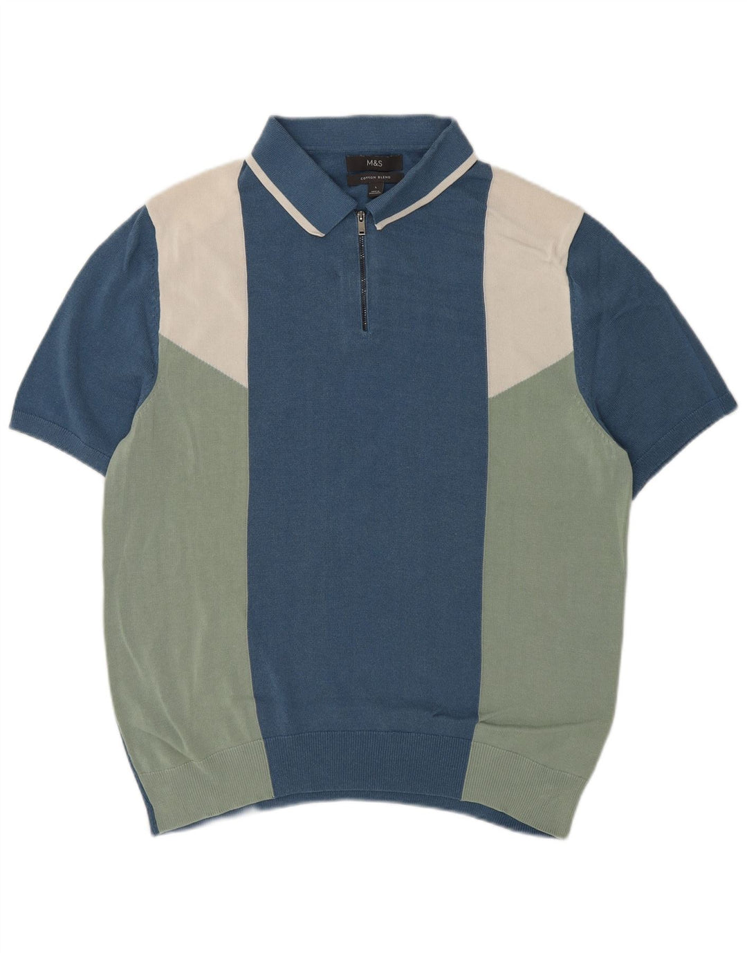 Marks & Spencer Jersey tipo polo con cuello tipo polo para hombre, talla grande, color azul